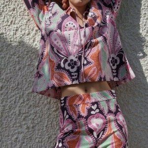 Zara Printed Co-ord Set, Size M, BNWT, linen )